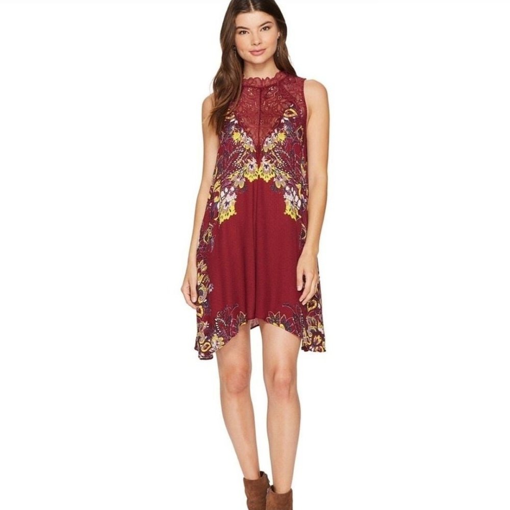 Free People Marsha Floral Lace Printed Mini Dress